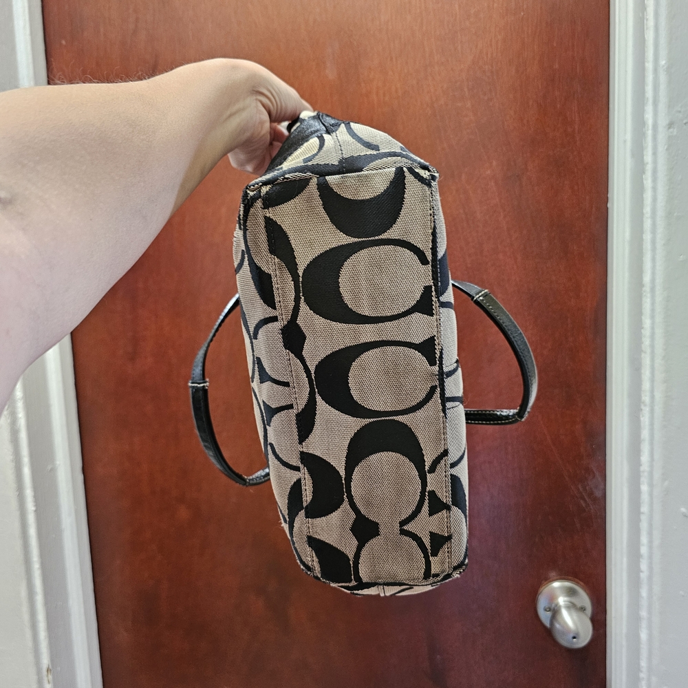 Coach Black and Tan Signature Tote - Picture 7 of 7